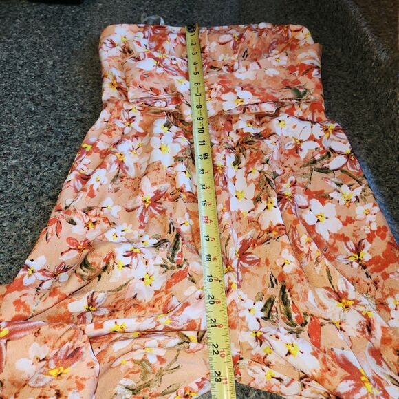 NWT Entro Wide Leg Strapless Orange Floral Jumper Women's Size M Palazzo - Picture 15 of 16